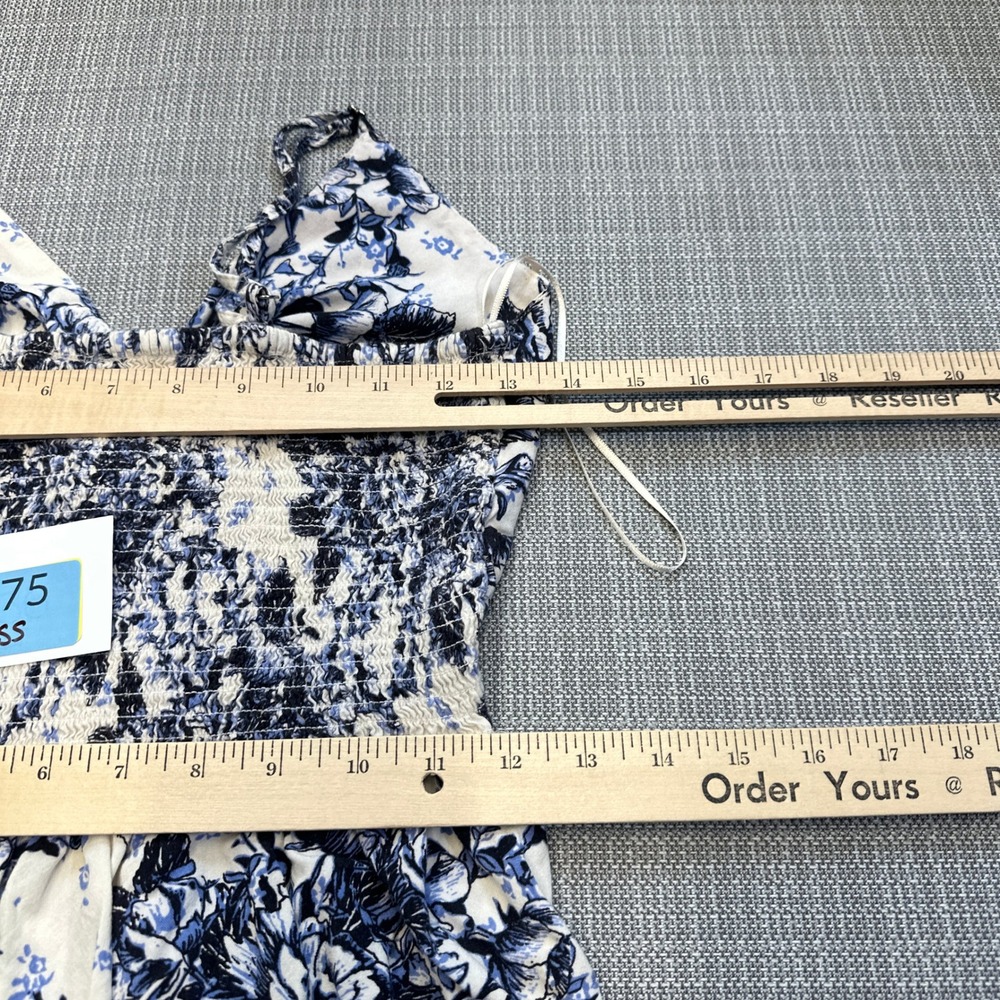 Boho Floral Maxi Sundress Small Front Cutout‎ Cottagecore Milkmaid Dress Coastal - Picture 9 of 10